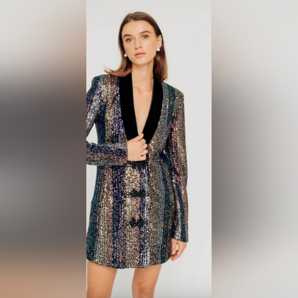 Ronny Kobo Multicolor Sequin Blazer Dress